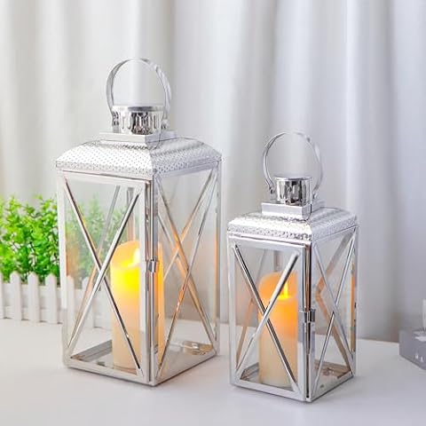 TRIROCKS Zestaw 2 dekoracyjnych lampionów ze stali nierdzewnej