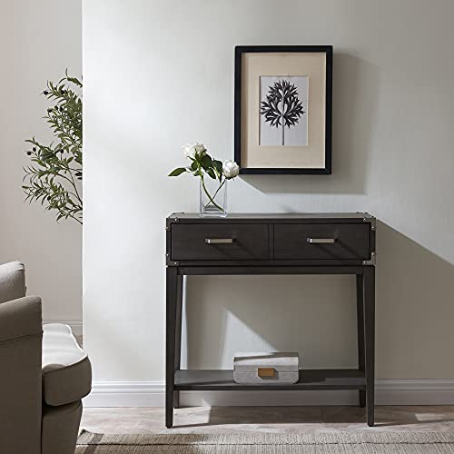 Image of Leick Home 24032 Beckett One Drawer Hall Stand with Shelf for Living Room, Hallway, Entryway, Anthracite /Pewter