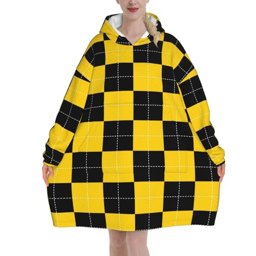 Sweat à capuche couverture à manches pull plaid géant avec poches