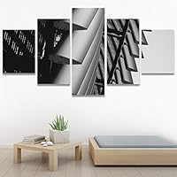 SIGNWIN 5 Panel Canvas Wall Art Abstract Architecture Modern Artwork for Home Decorations Ready to Hang - 60