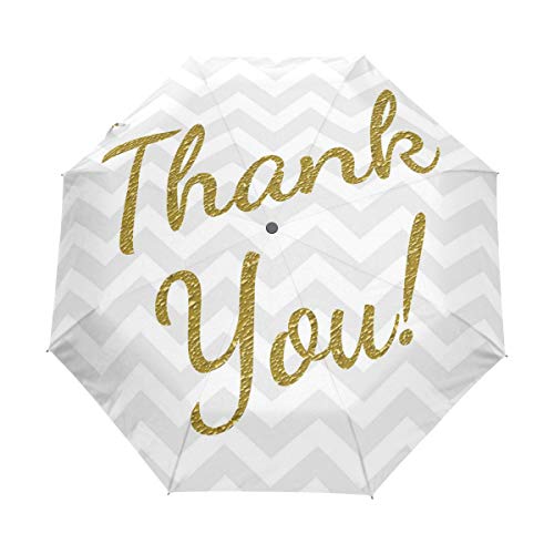 Preisvergleich Produktbild SUHETI Regenschirm TaschenschirmGolden Yellow Tone Glitz Typografie Zickzack DankbarkeitsthemaAuf Zu Automatikwindsicherstabil