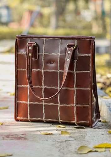 Image of Celtic Genuine Leather Tote Bag for Women | Multi Panel Design Spacious Shoulder Handbag for Office Work and Daily Use | Fits Up to 13 Inch Laptop | Multi Color | Gift for Women