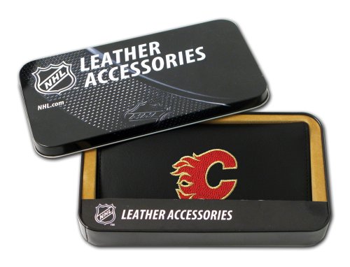 NHL Calgary Flames Embroidered Genuine Cowhide Leather Checkbook Cover