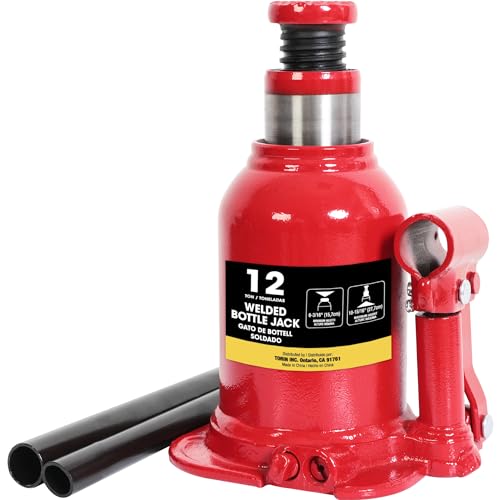Image of Big RED ATH91207AR-1 Torin Welded Hydraulic Stubby Low Profile Bottle Jack, 12 Ton (24,000 LBs) Capacity, Red
