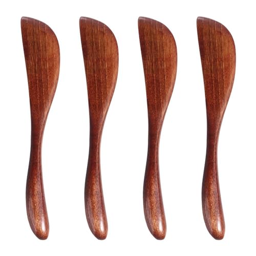 Wooden Butter Spatula, Japanese Style Vintage Cheese Spreader Handmade Wooden Jam Spatula Butter Knives for Bread Breakfast(4 pcs)