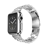 Apple Watch Band, Creazy Stainless Steel Strap Watch Band+Adapter+Case Cover for Apple Watch 42mm (Silver)