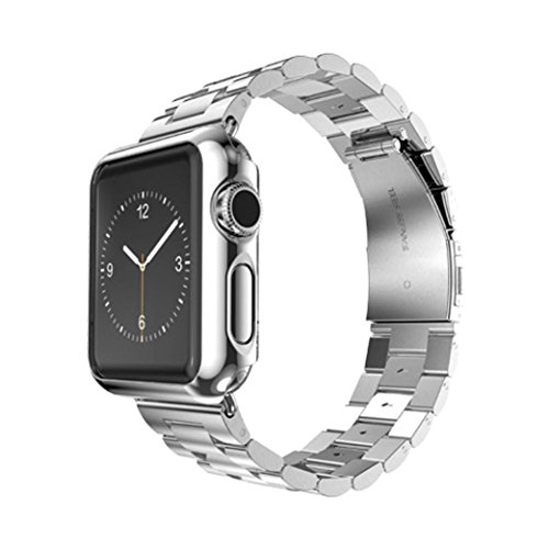 Apple Watch Band, Creazy Stainless Steel Strap Watch Band+Adapter+Case Cover for Apple Watch 42mm (Silver)