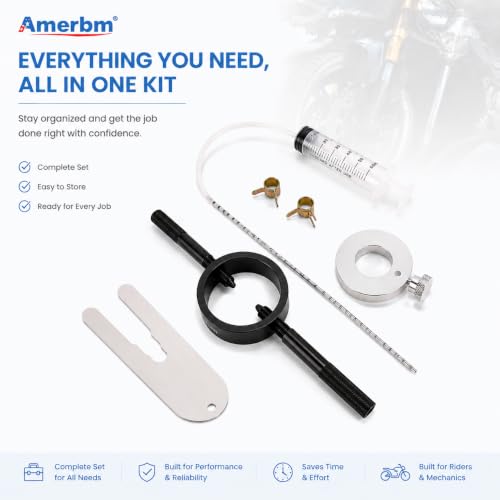 Image of Motorcycle Fork Service Tool Kit for Harley Davidson Honda KTM - Fork Oil Level Gauge, Fork Compressor Tool & Spring Compressor Tool for Oil Change Tools