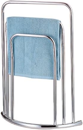 CHROME 3 TIER 3 BAR BOW FRONTED CURVED FREE STANDING TOWEL RAIL STAND