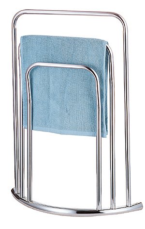 CHROME 3 TIER 3 BAR BOW FRONTED CURVED FREE STANDING TOWEL RAIL STAND