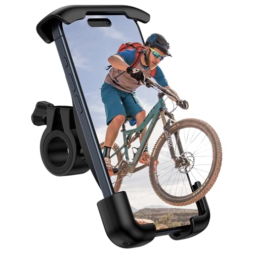 Bike Phone Holder, Motorcycle Phone Mount 360°Rotatable Handlebar Cell Phone Clamp Scooter Phone Clip for iPhone 15 Pro Max/Plus,14/13/12/11,Galaxy S24 Ultra/S23/A15/A54/S9 and More 4.7'-7.3' Phones