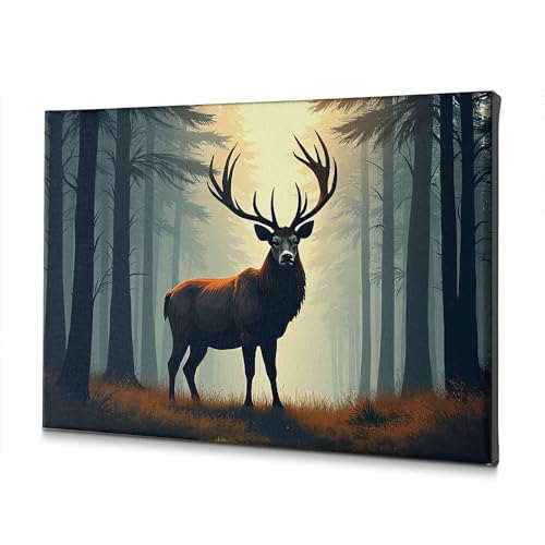 Toile cerf brumeuse pour créer une ambiance nature dans votre salon