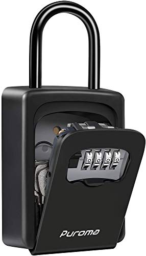 Puroma Key Lock Box Waterproof Combination Lockbox Portable Resettable Wall Mounted & Hanging Key Safe Lock Box For House Keys, Realtors, Garage Spare, Pure Black (1 Pack) #TOP10