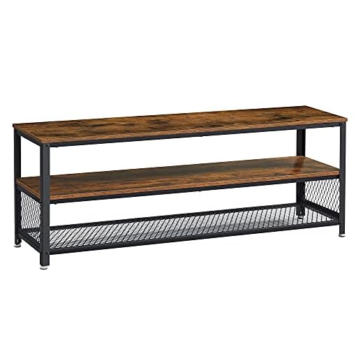 VASAGLE BRYCE TV Stand for Screen Size up to 60 Inches, Lengthened TV Cabinet, Console, Coffee Table with Metal Frame, Wood-Like Grain, Industrial for Living Room, Rustic Brown ULTV50BX