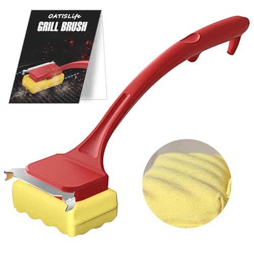 Grill Brush for Outdoor Grill, Bristle Free Grill Brush BBQ Grill Brush with Scraper, Steam Grill Cleaning Brush & Grill Cleaning Kit, BBQ Brush for Gas Charcoal Smoker Griddle, Gifts for Men Dad