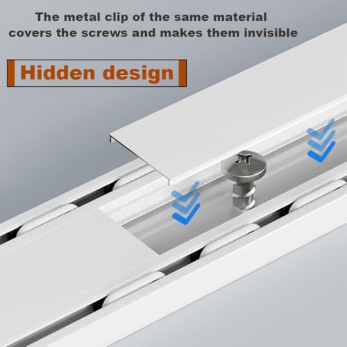 Support de plafond réglable en aluminium pour rideaux, rail coulissant à 2 canaux dissimulés pour un fonctionnement fluide, parfait pour une utilisation à la maison et au bureau