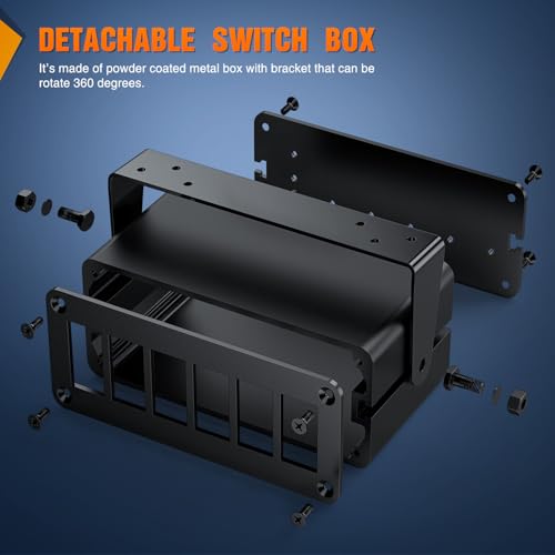 Image of Nilight 6 Gang Rocker Switch Box Detachable Housing 6 Holes Aluminum Panel