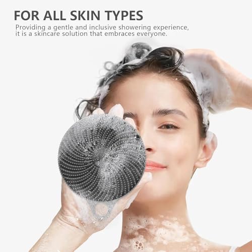 Image of 2 in 1 Soft Silicone Body Scrubber Bath Brush And Scalp Massager for Hair, Super-Exfoliating & Lathering Body Scrubber, Shower Brush | BPA-Free | for Women and Men (With A Free Hook 2-pic) (Pack of 2-pic)