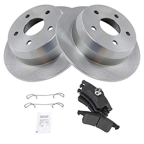 Image of TRQ Rear Brake Pad and Rotor Set Semi Metallic Solid Rotors | For 1999-2004 Jeep Grand Cherokee