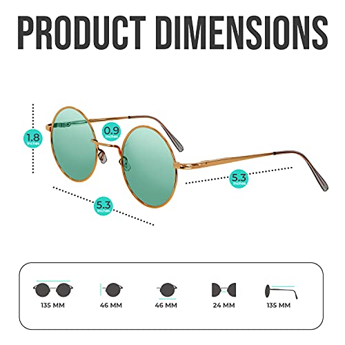 Image of Retro Round Sunglasses Small Colored Lens Hippie Glasses