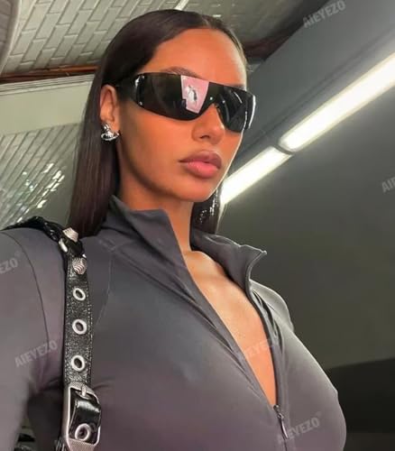 AIEYEZO Oversized Y2K Sunglasses for Women Men Trendy Retro Wrap Around Big Shield Sun Glasses3