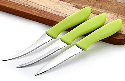 GANESH Stainless Steel Knife Set, 3-Pieces, Green, Blue and Pink (Image - 2)