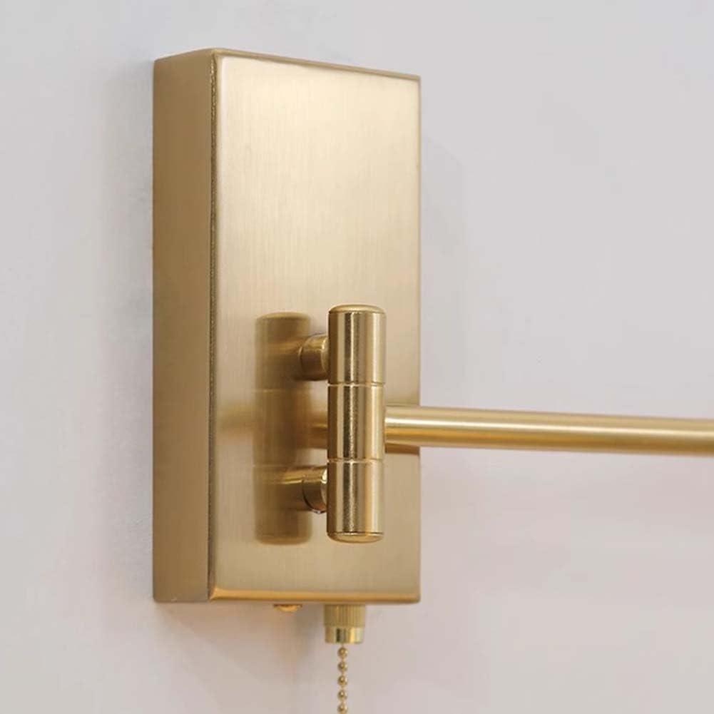 Vintage Industrie Wandleuchte mit Schalter Innen Wandlampe Keramik Lampenschirm Leselampe Gold Faltbar Wandbeleuchtung mit Schwenkbarem Arm Nachttischlampe E27 Fassung für Wohnzimmer Schlafzimmer