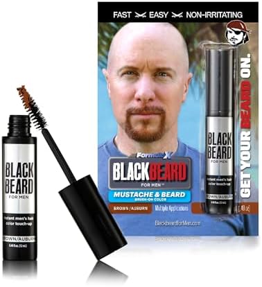 Blackbeard for Men Instant Beard Color, Brown/Auburn, 6 Pack