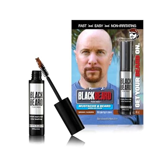 Blackbeard for Men Formula X Instant Mustache, Beard, Eyebrow and Sideburns Color - Fast, Easy, Men’s Grooming, Beard Dye Alternative, Brown / Auburn, 6 Pack