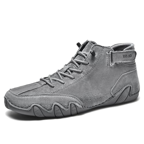 Image of baobeijiadao Men's Beck Shoes Waterproof Non Slip High Top Chukka Boots Handmade Suede Caual Outdoor Sneakers