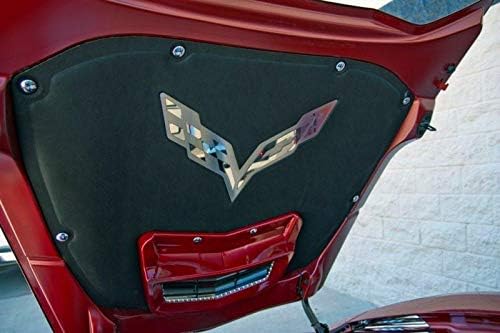 2014-2019 C7 Corvette Crossed Flags Hood Emblem Brushed Stainless Steel