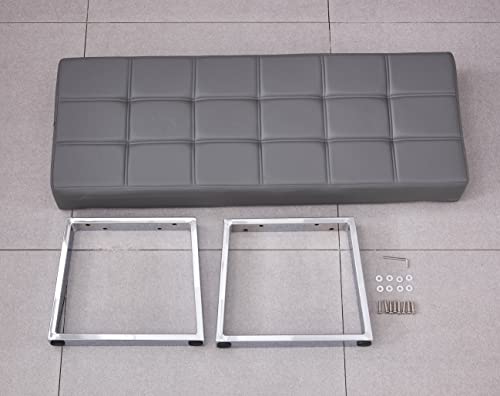 Dvasovio 48.4" Long Pu Leather Bench, Modern Upholstered Dining Room Bench With Silver Stainless Steel Legs, Bedroom Bench (Grey) #TOP4