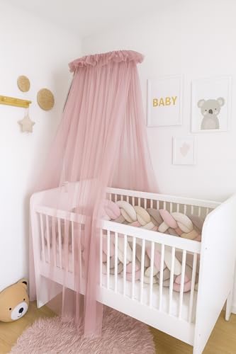 Baby Fancyroom Rideau de lit pour lit de bébé, lit à barreaux, lit d’enfant 300x180 cm – tulle fin, fait main, volant élégant – disponible en Beige, Bleu,...