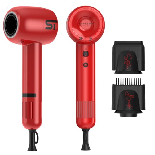 Supreme Trimmer Hair Dryer Negative Ion 110,000 RPM | Fast Drying & Low Noise Blow Dryer 1400W Brushless Motor | Magnetic Attachments, 3 Heat & 3 Speed Settings + Cool Shot | SHD347