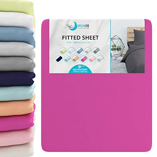 Dreamzie Lençol de baixo de microfibra 100% poliéster, certificação Oeko Tex, sem produtos químicos, pele de pêssego macia com elástico a toda a volta