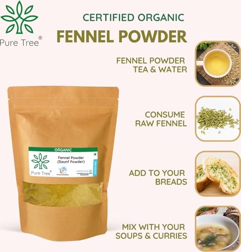 Image of Pure Tree Certified Organic Saunf Powder | 350 g | Fennel Seed Powder | Variyali, Sompu Powder | Gluten Free & Flavourful
