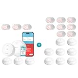 Heiman Lot von 11 Smart Rauchmeldern mit Gateway, 10 Jahre Batterie, Q-Label & EN 14604, Funkrauchmelder mit Magnethalterung für große Häuser, Weiß