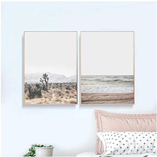 Tableau désert et plage pour habiller un grand mur vide