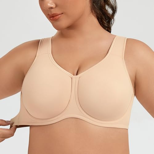 Image of Women's Underwire Sports Bra High Impact Plus Size Full Support Running Bra