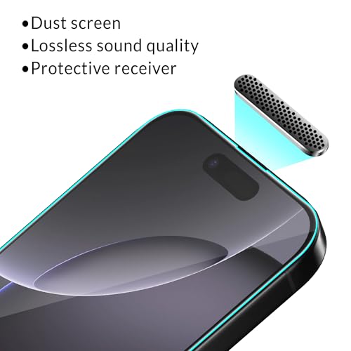 Image of ArmourPro Borderless Tempered Glass for iPhone 16 Pro and iPhone 17 (6.3 Inches) with Anti Dust Mesh Filter, 9H Hardness Shatterproof, Full Screen Coverage and with Installation Kit | Pack of 2