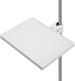 Sound Equipment Mic Stand Tray Attaches to Boom Arms, White T7 | Compatible for Sound Card and Studio Gear Double Size 225x165mm Heavy Duty ABS for Music Interfaces Accessories