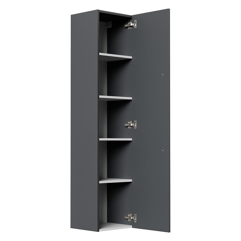Lomadox Badezimmermöbel Badmöbel Set 4-teilig, Doppel-Waschtisch Waschplatz 120cm breit mit Doppel-Waschbecken, Schrank, Hochschrank und LED Spiegel, in grau