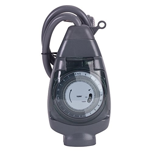 NSi Industries TORK 601A Outdoor Heavy-Duty 15-Amp 24-Hour Mechanical Plug-In General Purpose Timer with 18-Inch Cord - Multiple On/Off Settings - Compatible with Incandescent/Compact Fluorescent/LED