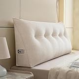 Triangular Headboard Pillow, Dorm Headboard Pillow Triangular Wedge Pillow Headboard Wedge Cushion for Sitting Up Reading Or Working for Dorm Bed Sofa (Cream White,60cm/24in)