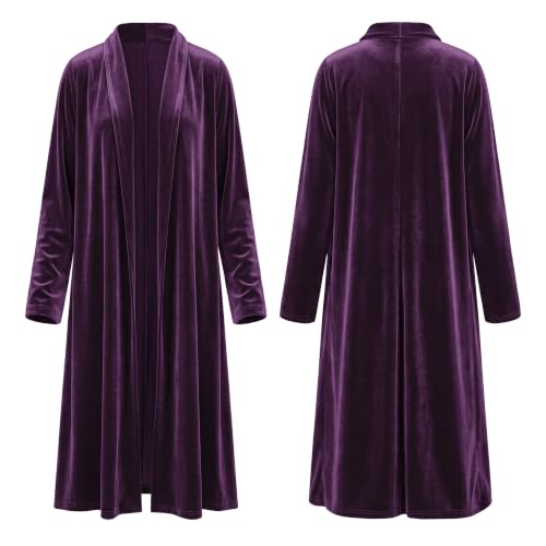 Image of R.Vivimos Women's Long Sleeves Casual Velvet Jacket Open Front Cardigan Coat Outerwear