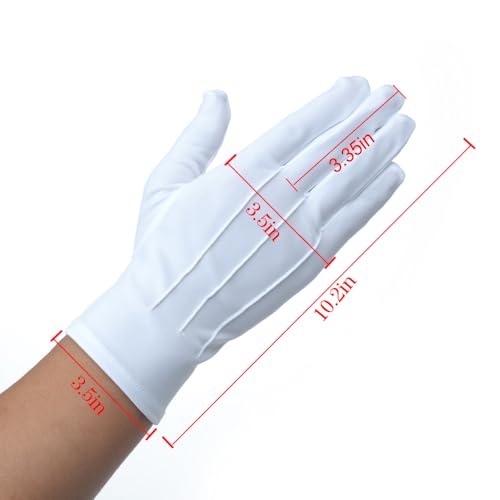 JISEN Men Police Formal Tuxedo Honor Guard Parade White Nylon Cotton Gloves 26cm - Thumbnail 2