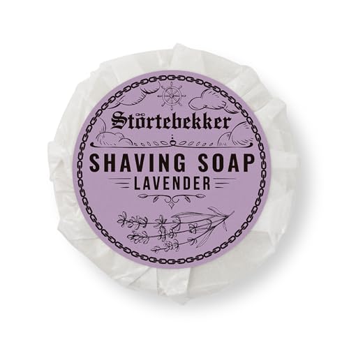 Störtebekker® Premium Rasierseife Lavendel 70g - Handgefertigte Seife für ergiebigen Rasierschaum - Perfekt für die Rasur mit Rasierhobel & Rasiermesser - Vegane Rasierseife Damen & Herren
