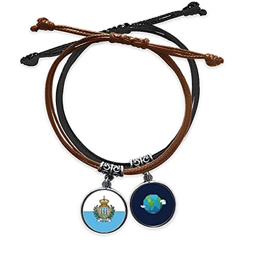Pulsera de San Marino con bandera de Europa en cuerda y cuero ajustable unisex