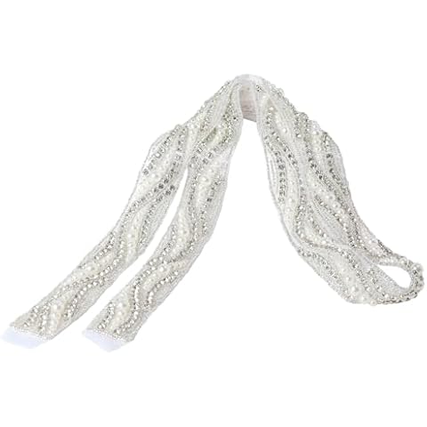Pardecor Rhinestone Trim By The Yard Wedding Dress Belt Rhinestone Belt Silver Crystal Trim Wedding Sash Bridal Belts Rhinestone Belt For Formal Dress Waist Belt Pearl Belt Cover