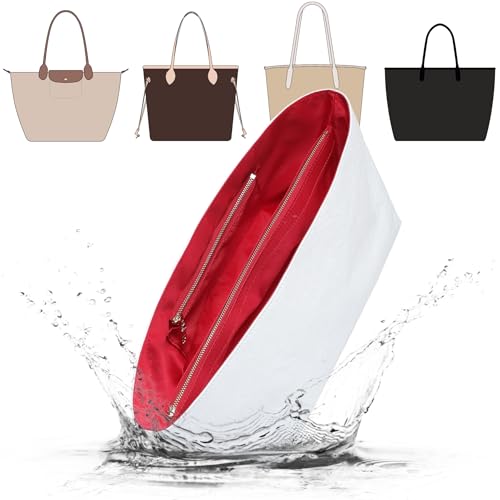 Image of Doxo Purse Organizer Insert,Tote Bag Insert for LV Neverfull PM, C.oach City 30 and More, Ultra Lightweight Bag Organizer Insert with Zipper (Medium,White-red)